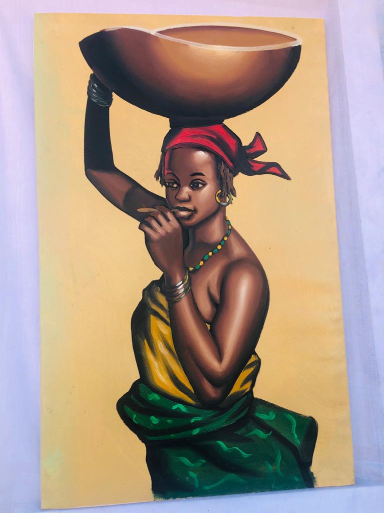 African Woman Carring Calabash