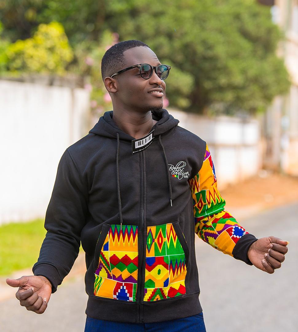 Soft Hoodie with a touch of Kente fabric Abbiexpress