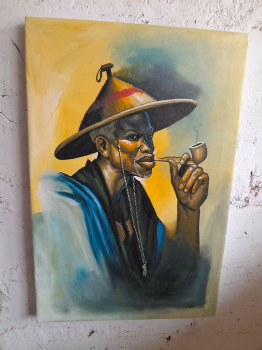 Portrait of an African Elder Smoking a Pipe -Abbiexpress 