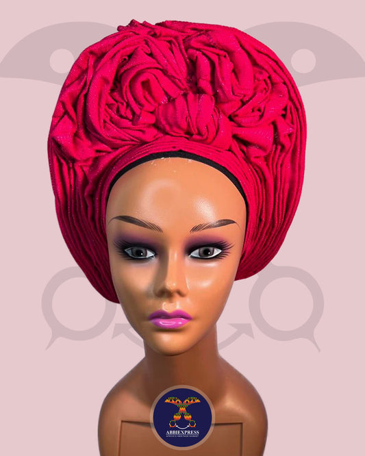 Redrose Aso Oke Auto Gele - Abbiexpress Auto Gele collection 