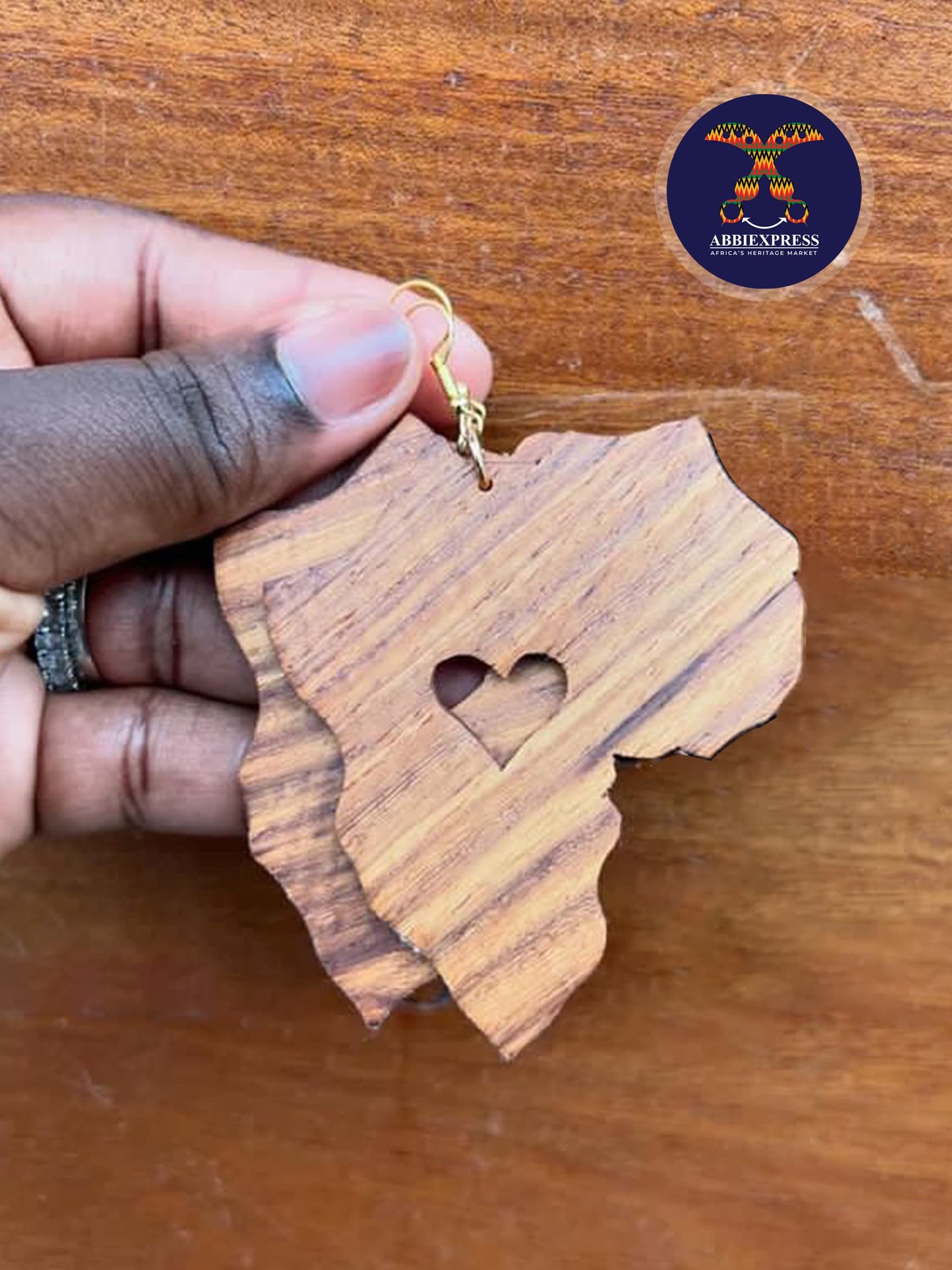 African Map wooden earrings- Abbiexpress Earrings collection 