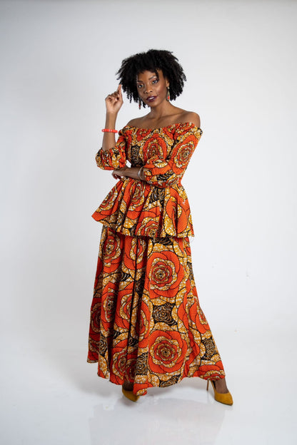 Abbiexpress 2 pieces Top and Maxi Skirt 2 pieces Top and Maxi-Skirt-African women wear