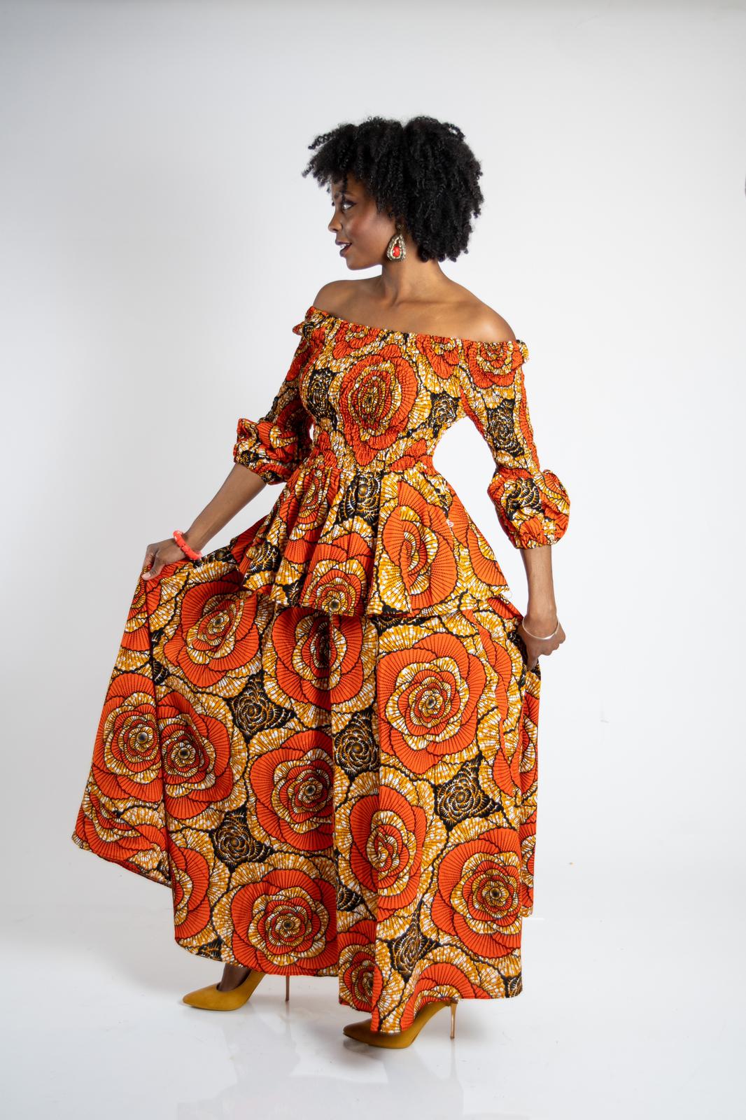 Abbiexpress 2 pieces Top and Maxi Skirt 2 pieces Top and Maxi Skirt-African women wear 