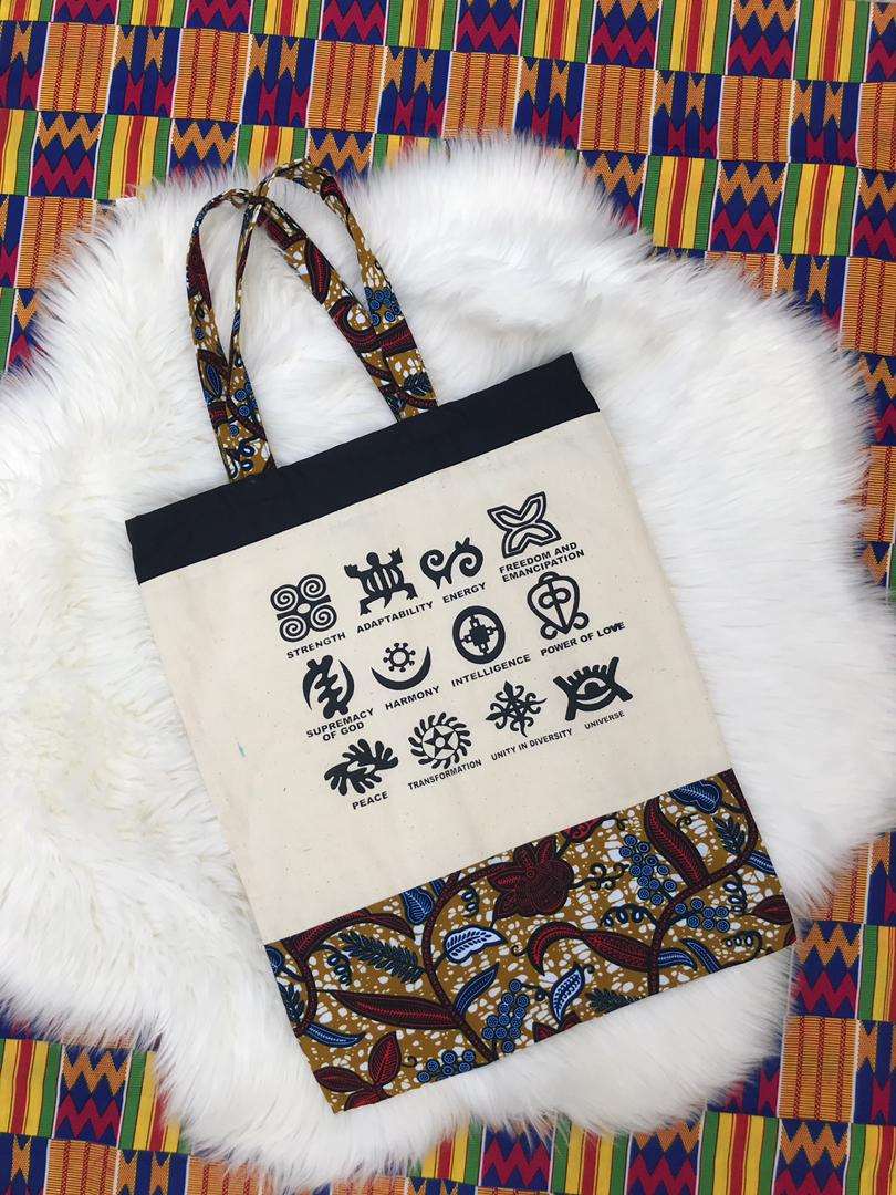 Abbiexpress 25 African Print Tote bag with Symbols