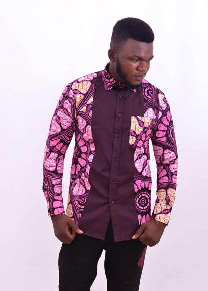 Abbiexpress African Ankra/African Print Purple Shirt