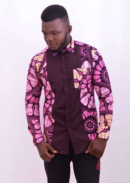 Abbiexpress African Ankra/African Print Purple Shirt