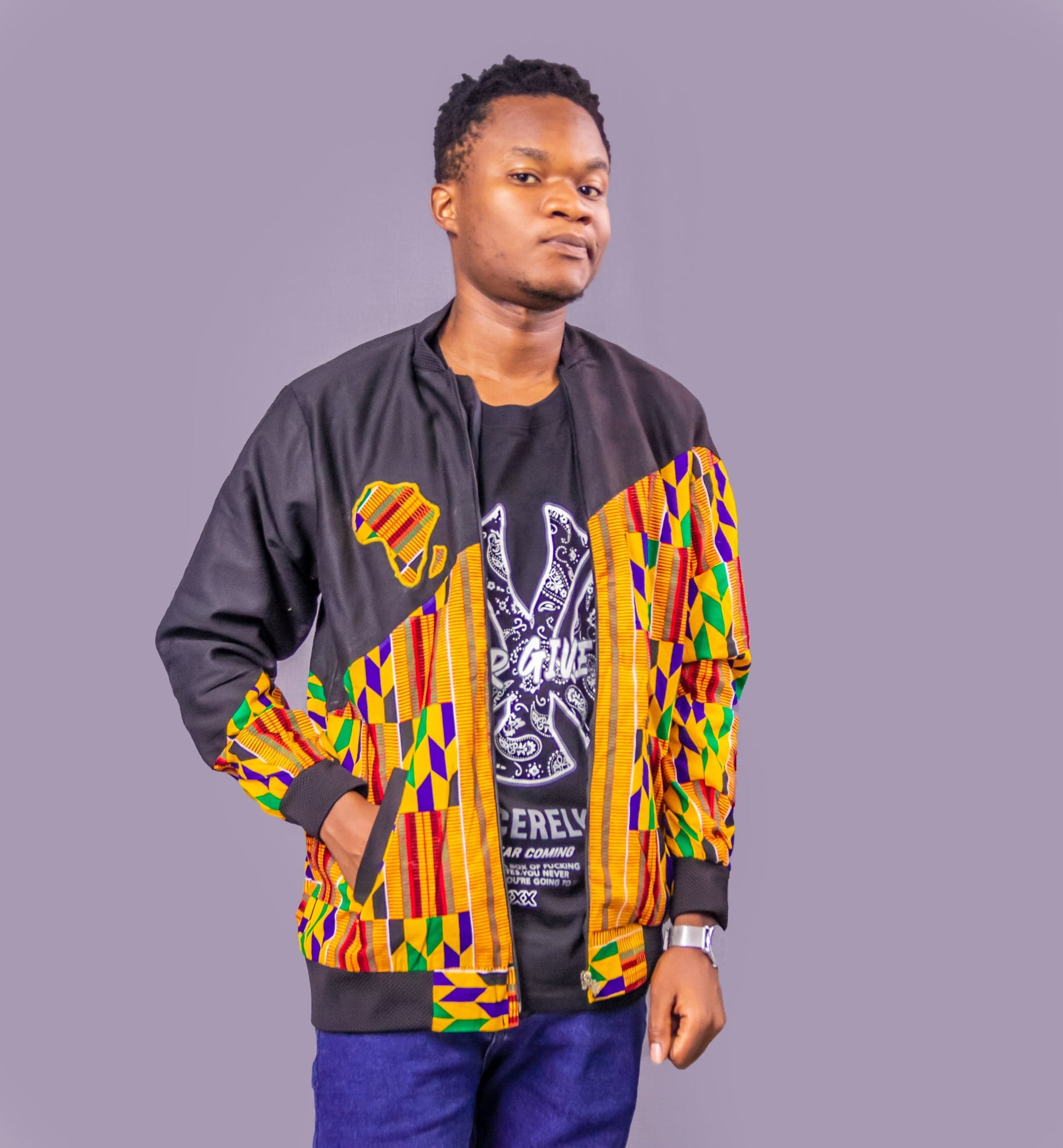 Abbiexpress African Map Kente Jacket