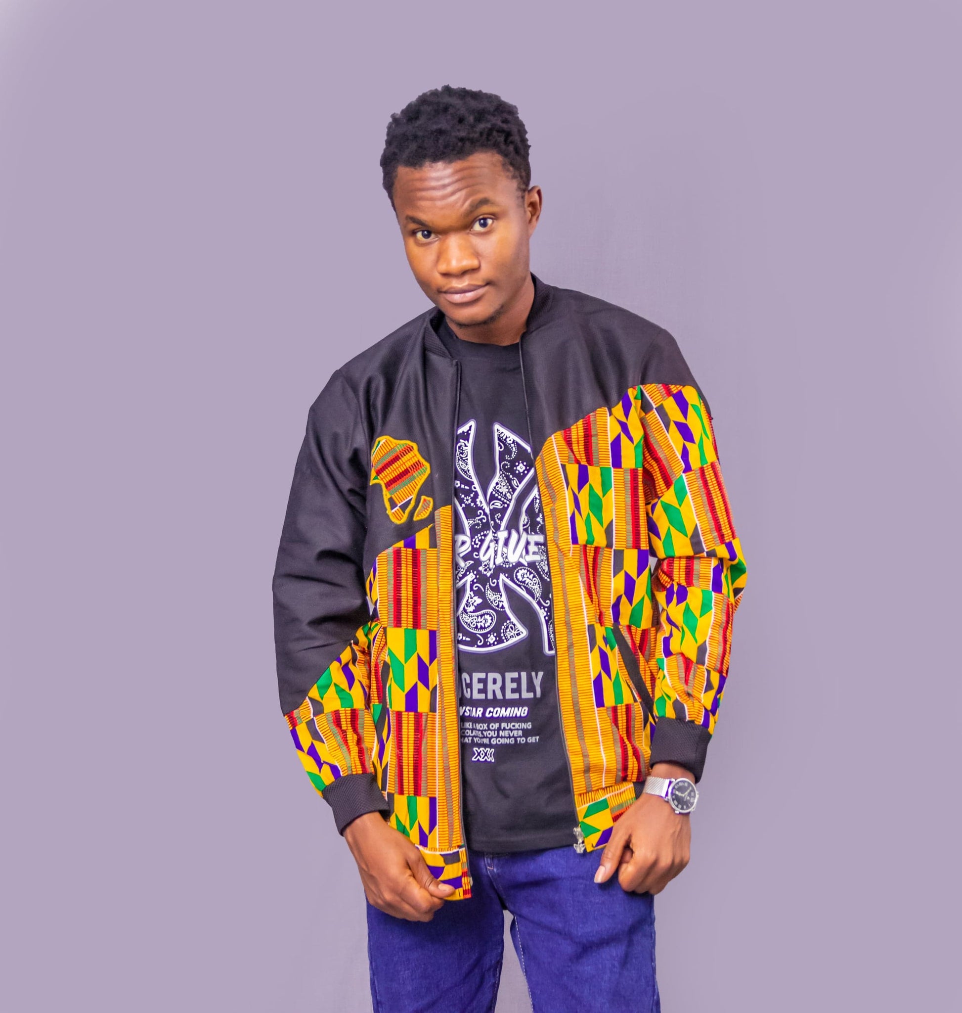 Abbiexpress African Map Kente Jacket