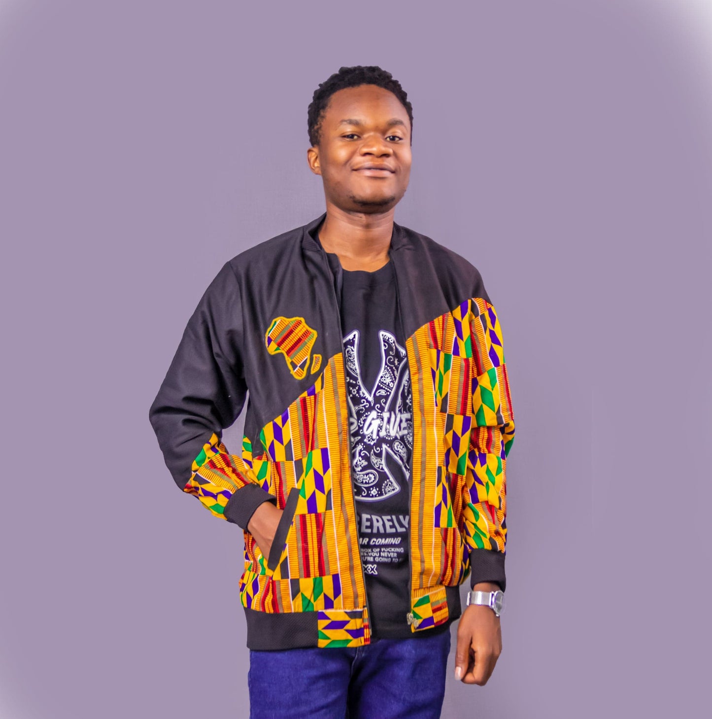 Abbiexpress African Map Kente Jacket