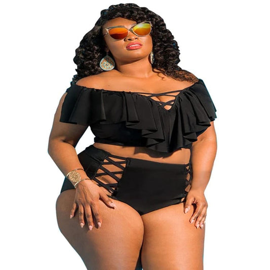 Abbiexpress African Print 2 Piece Bathing Suit Plus Size Swimwear