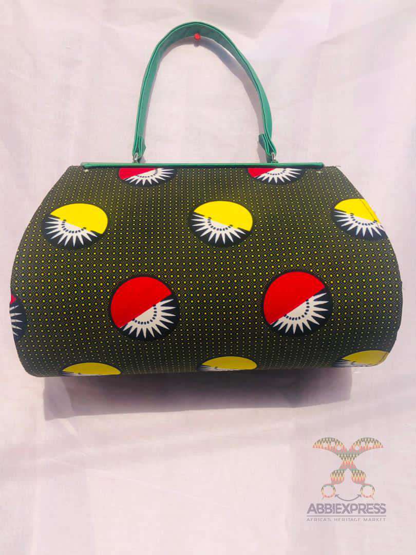 Abbiexpress African Print Handbag (Green)