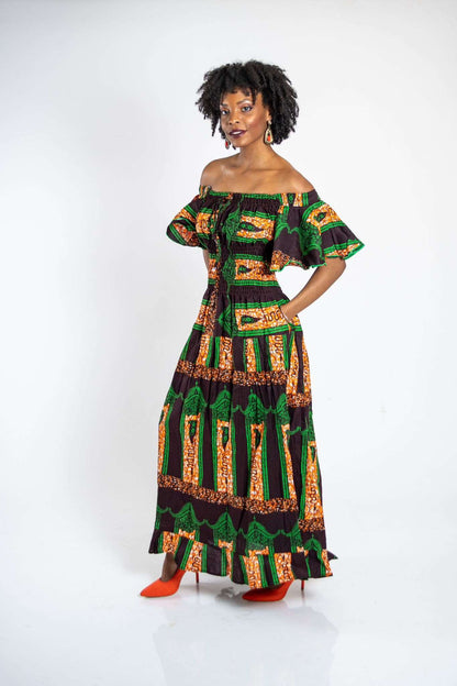 Abbiexpress African Print Off Shoulder Dress