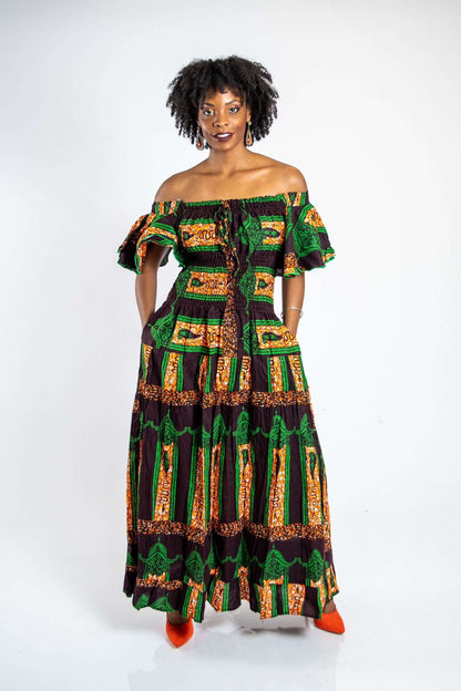 Abbiexpress African Print Off Shoulder Dress