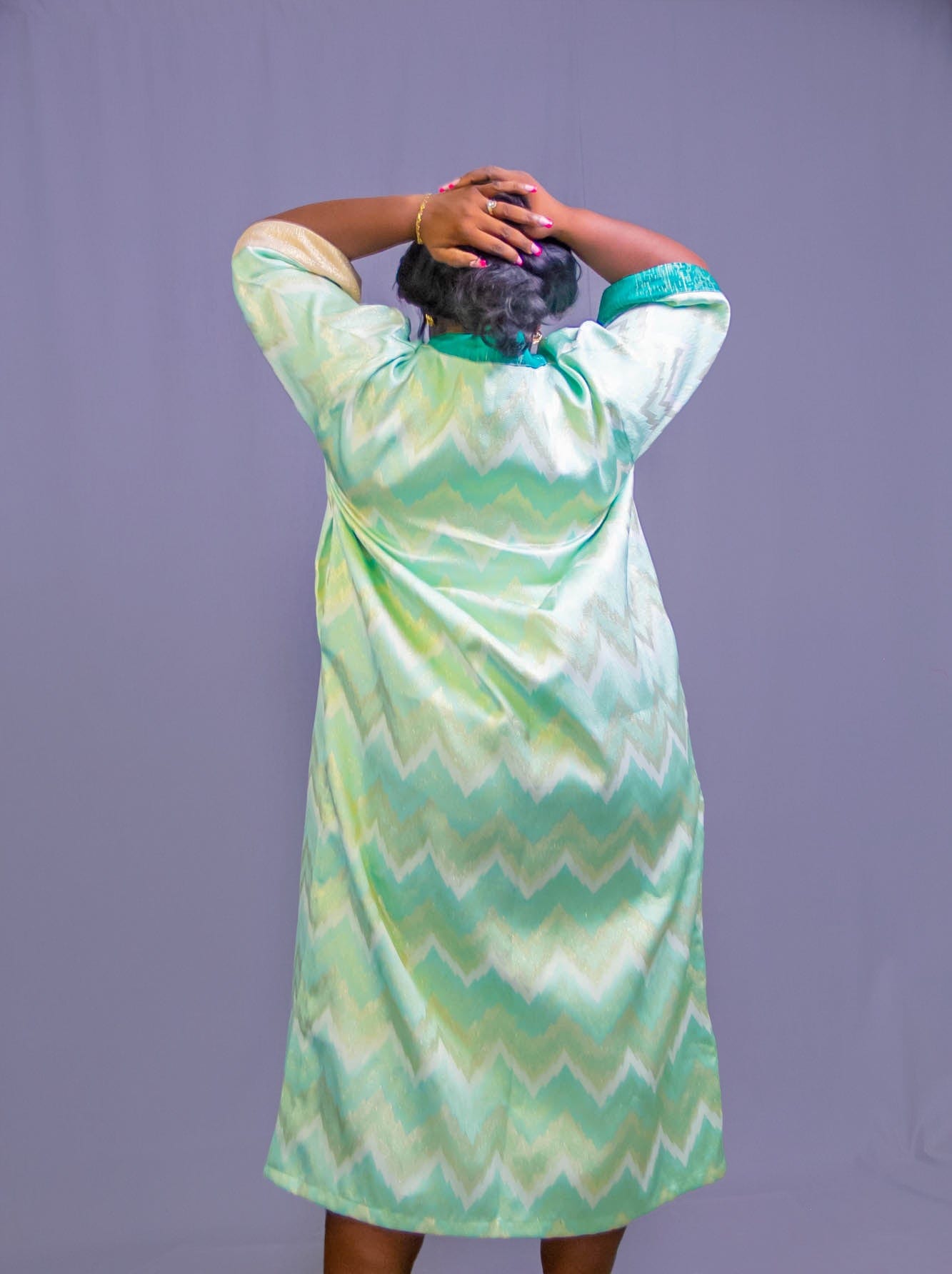 Abbiexpress AFRICAN WOMEN'S WEAR Brocade African boubou Green kaftan- African women wear