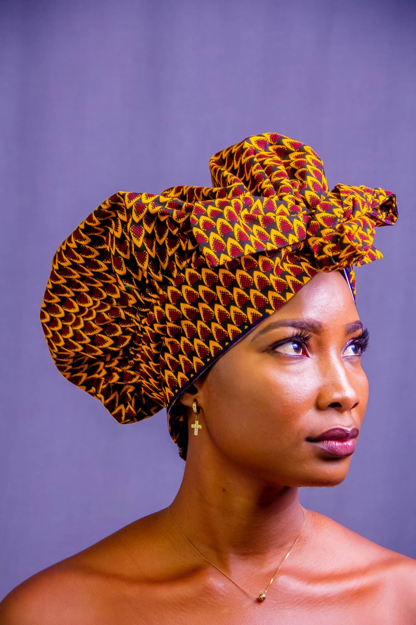 Abbiexpress AFRICAN WOMEN'S WEAR Brown African Print Bonnet headwrap-african hair bonnet