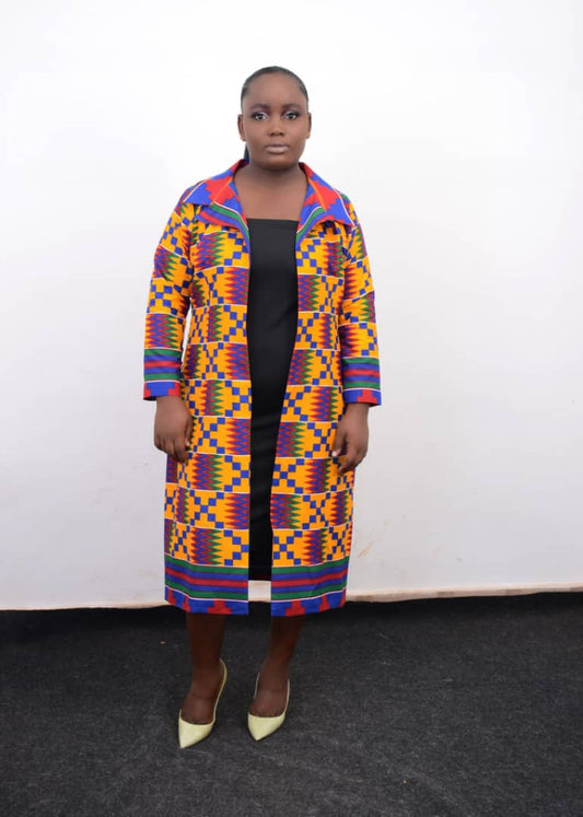 Abbiexpress AFRICAN WOMEN'S WEAR Multi Coloured African Print Kente Kimono