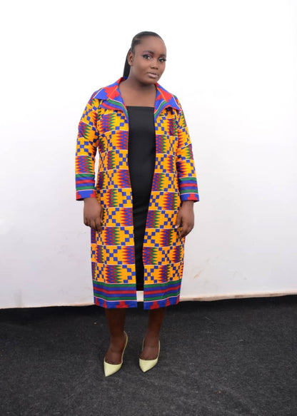 Abbiexpress AFRICAN WOMEN'S WEAR Multi Coloured African Print Kente Kimono
