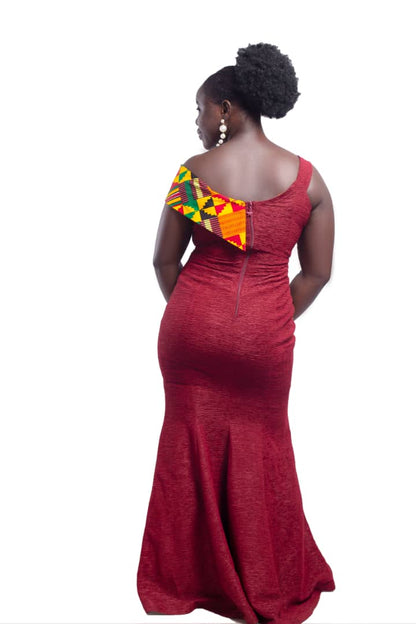 Abbiexpress AFRICAN WOMEN'S WEAR Panal Long Dress with Kente Print-Outfits for women