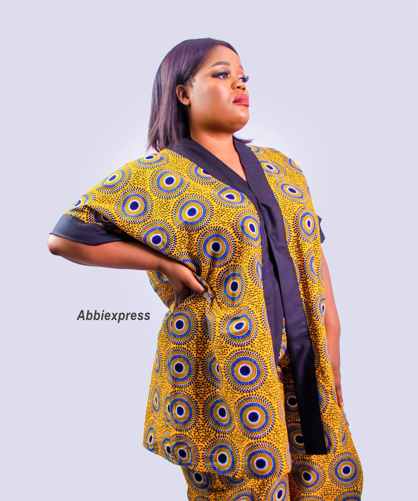 Abbiexpress AFRICAN WOMEN'S WEAR Two-piece set of Matching Ankara Kimono and Pants