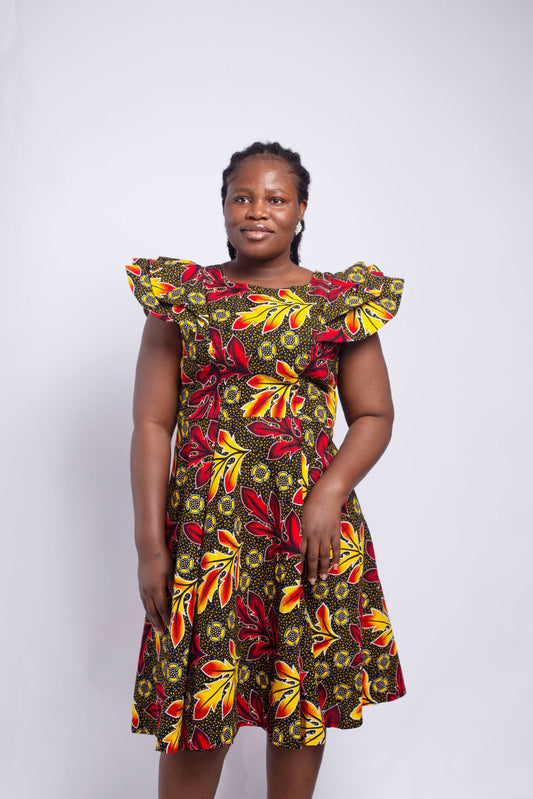 Abbiexpress AFRICAN WOMEN'S WEAR XL FLARE PLETTED DRESS