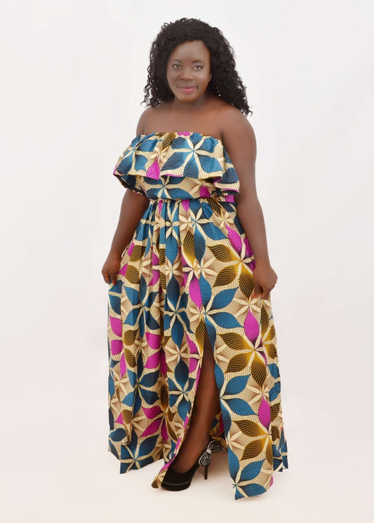 Abbiexpress Ankara/African Print Maxi dresses/Cut out