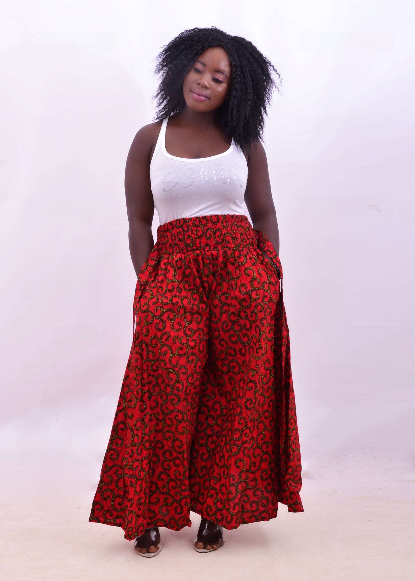 Abbiexpress Ankara/African Print MAXI Red Pants