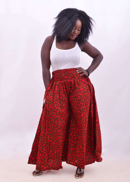 Abbiexpress Ankara/African Print MAXI Red Pants