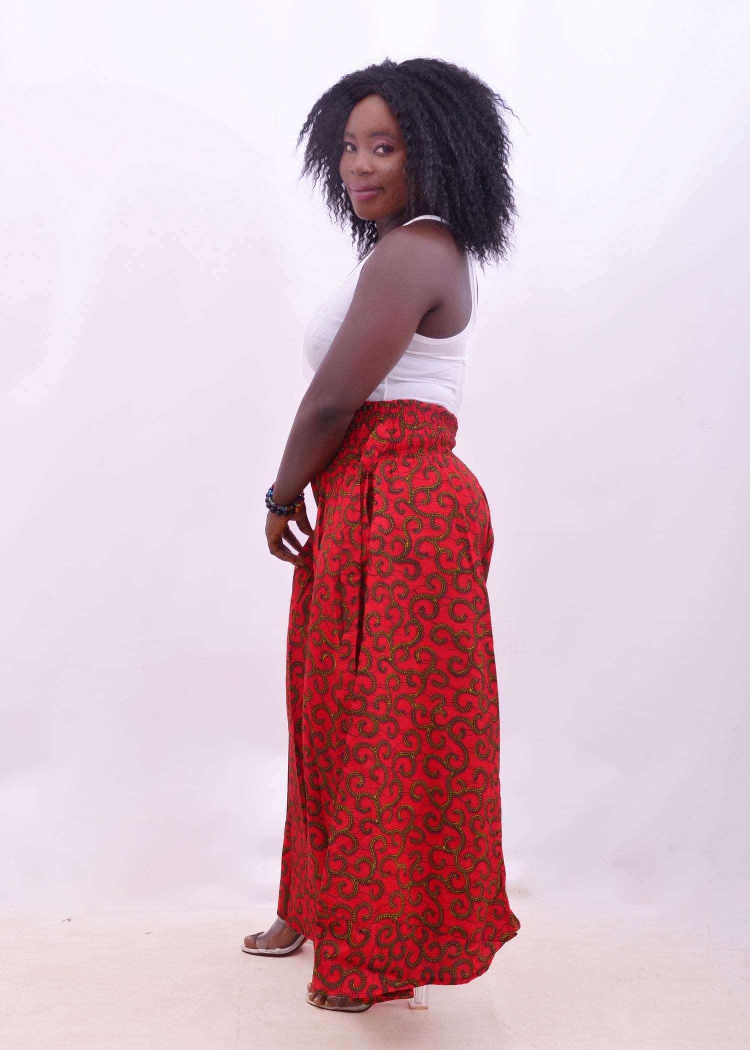 Abbiexpress Ankara/African Print MAXI Red Pants