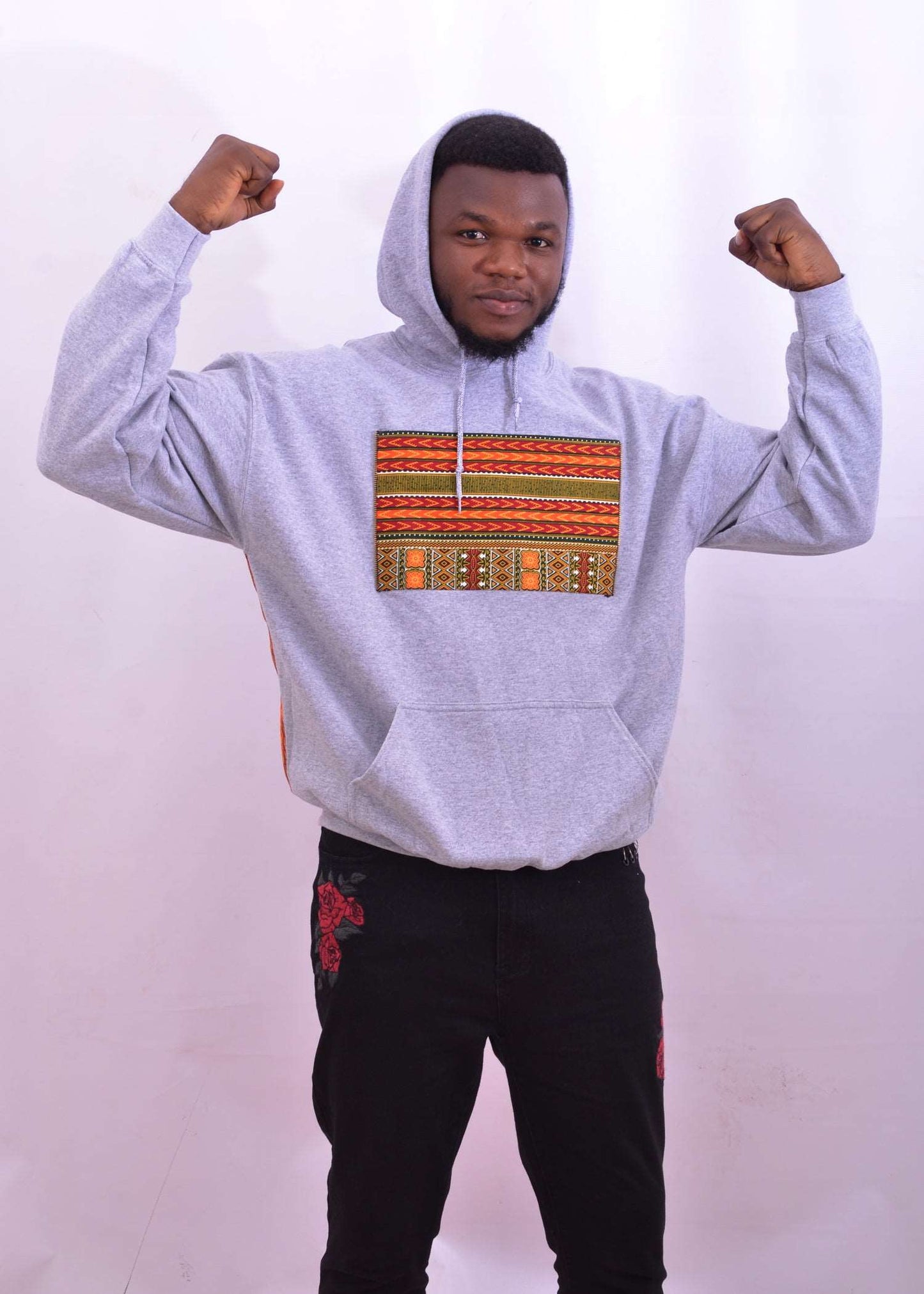 Abbiexpress Ankara/Afrikan Print Shileld Design Hoodie