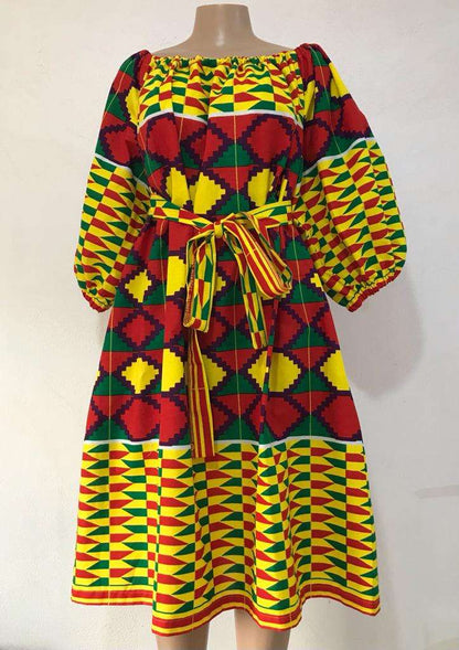 Abbiexpress Apparel & Accessories African Print Kente Dress-African women wear