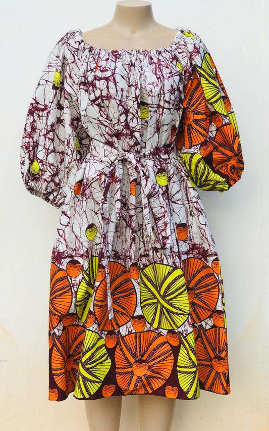 Abbiexpress Apparel & Accessories African Print Knee Length Dress