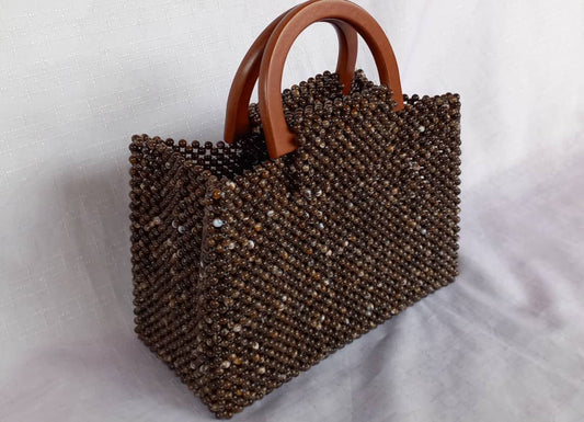 Abbiexpress Bags Retail Brown Crystal Beaded Handbag