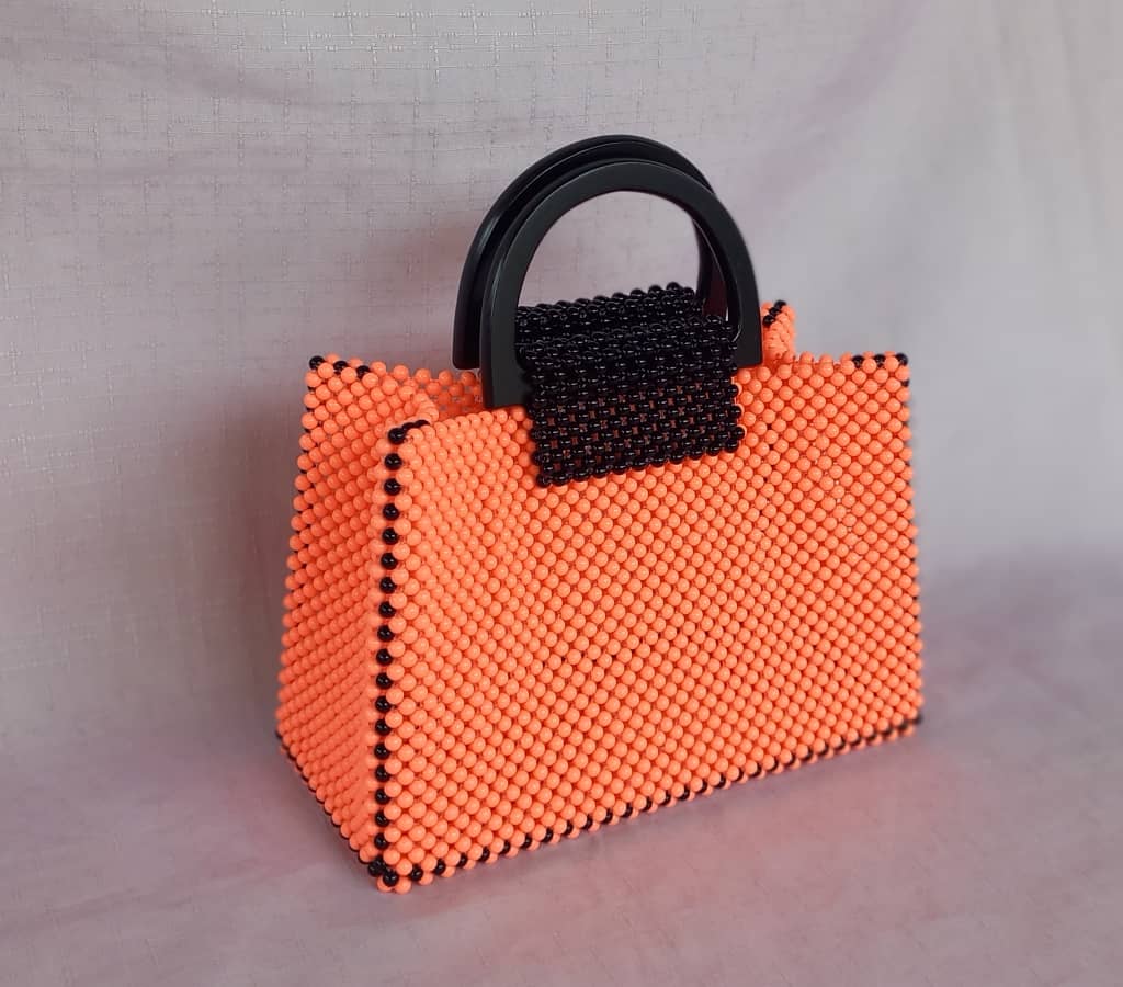 Abbiexpress Bags Retail Orange Crystal Beaded Handmade Bag