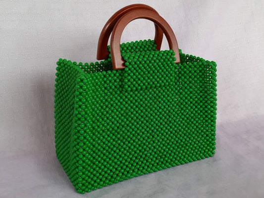 Abbiexpress Bags Retail Women's Beaded Resin Satchel Dark Green