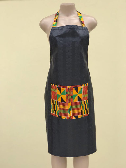 Abbiexpress Black Apron With Kente