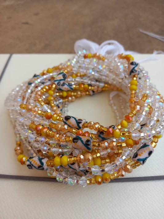Abbiexpress Crystal waistbeads with Ghana beads