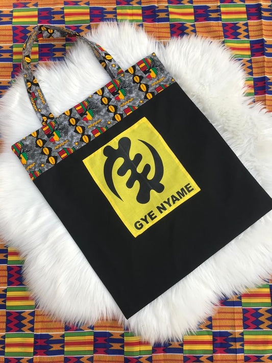 Abbiexpress Gye Nyame Ankara Tote Bag