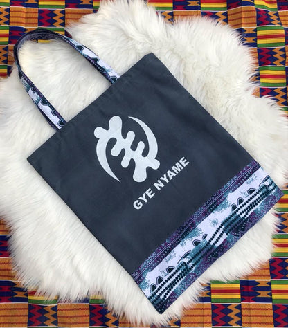 Abbiexpress Gye Nyame Ankara Tote Bag