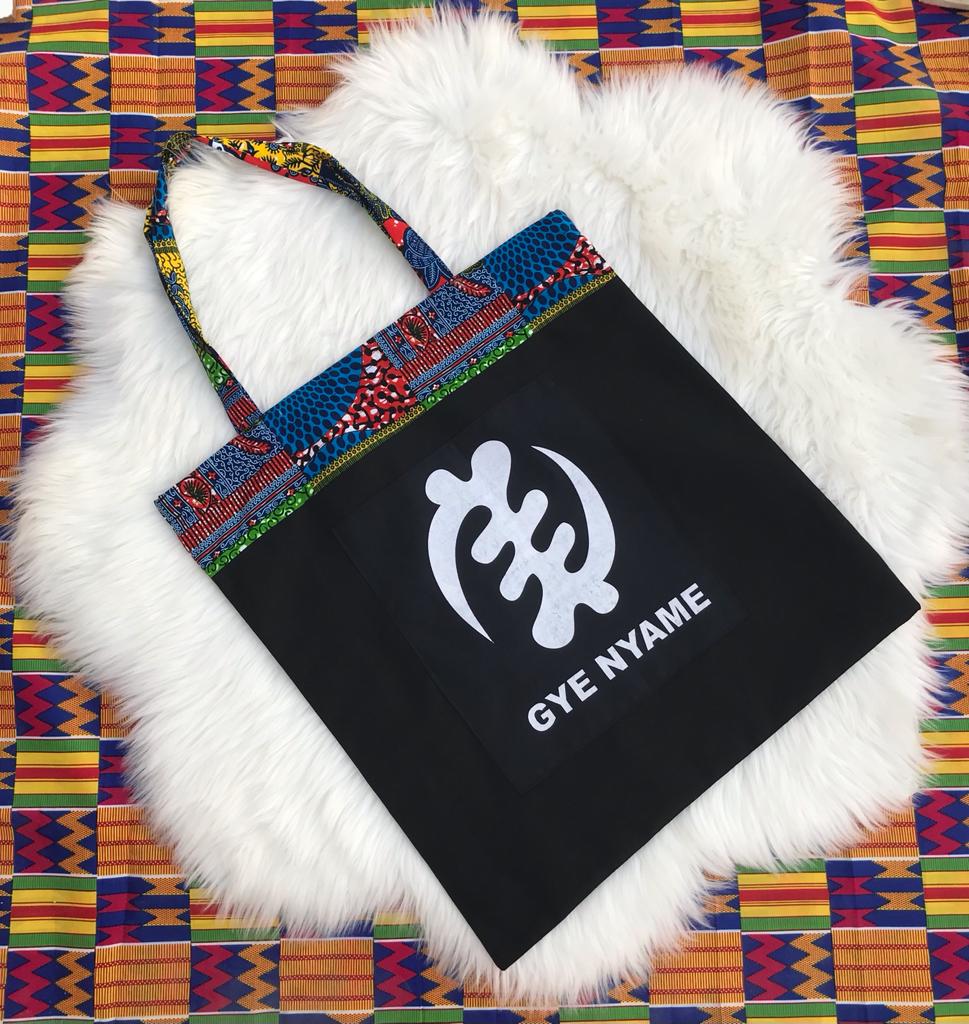 Abbiexpress Gye Nyame Ankara Tote Bag