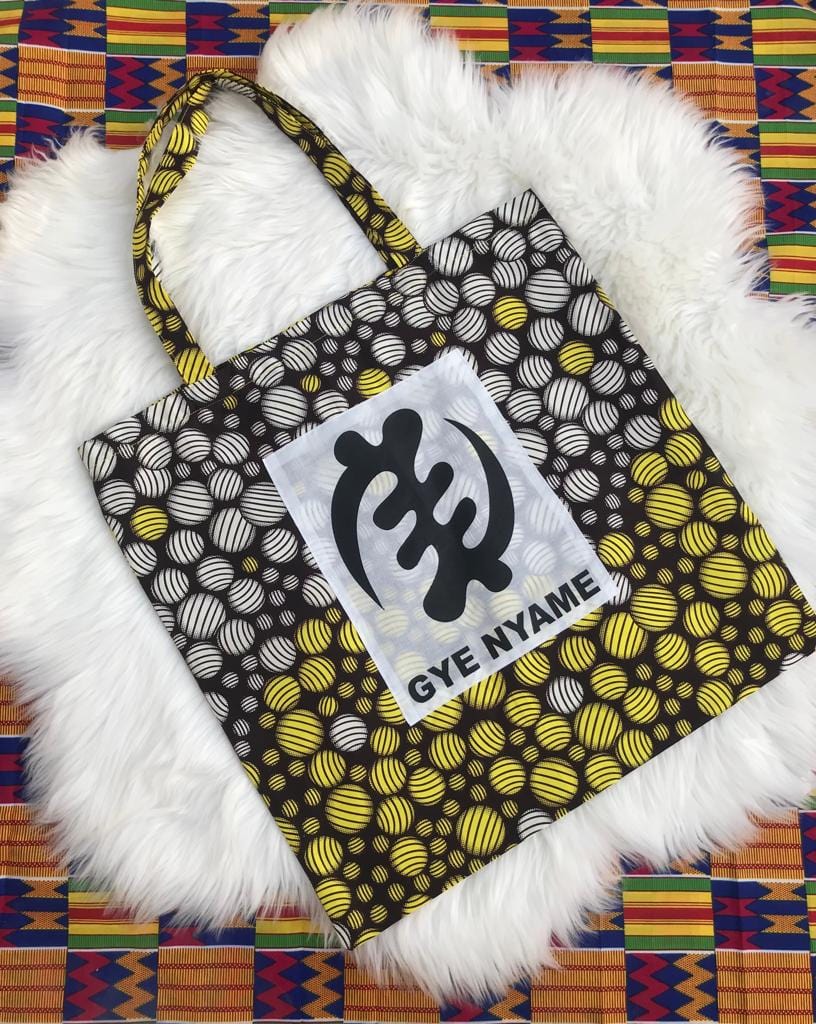 Abbiexpress Gye Nyame Ankara Tote Bag