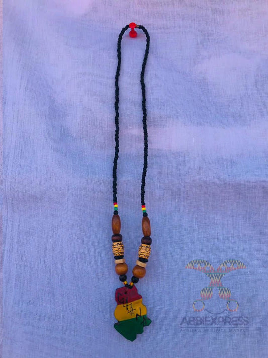 Abbiexpress JEWELRY (including necklaces, bracelets, beads) Traditional beaded necklace with signature "map of Ghana" locket