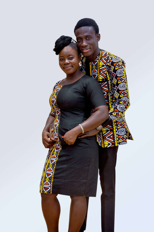 Abbiexpress Matching Couple's African Print Outfit-Couple dresses