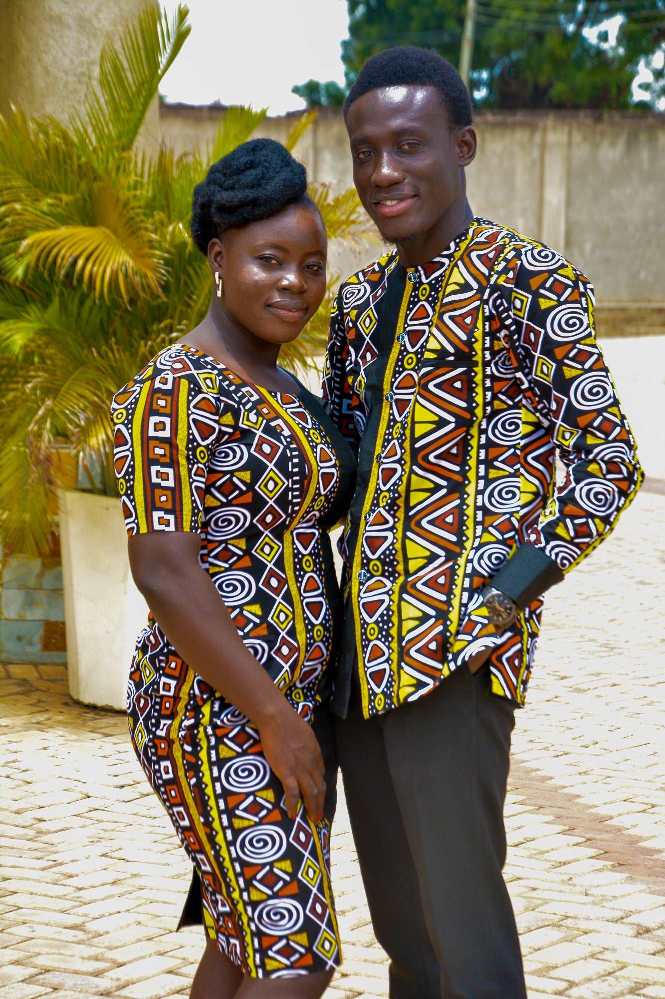 Abbiexpress Matching Couple's African Print Outfit-Couple dresses