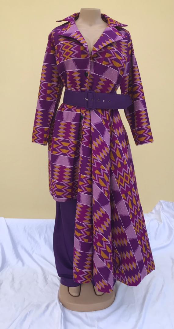 Abbiexpress Purple Ankara Coat