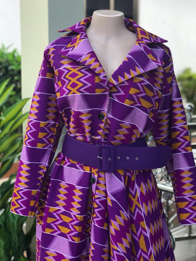 Abbiexpress Purple Ankara Coat