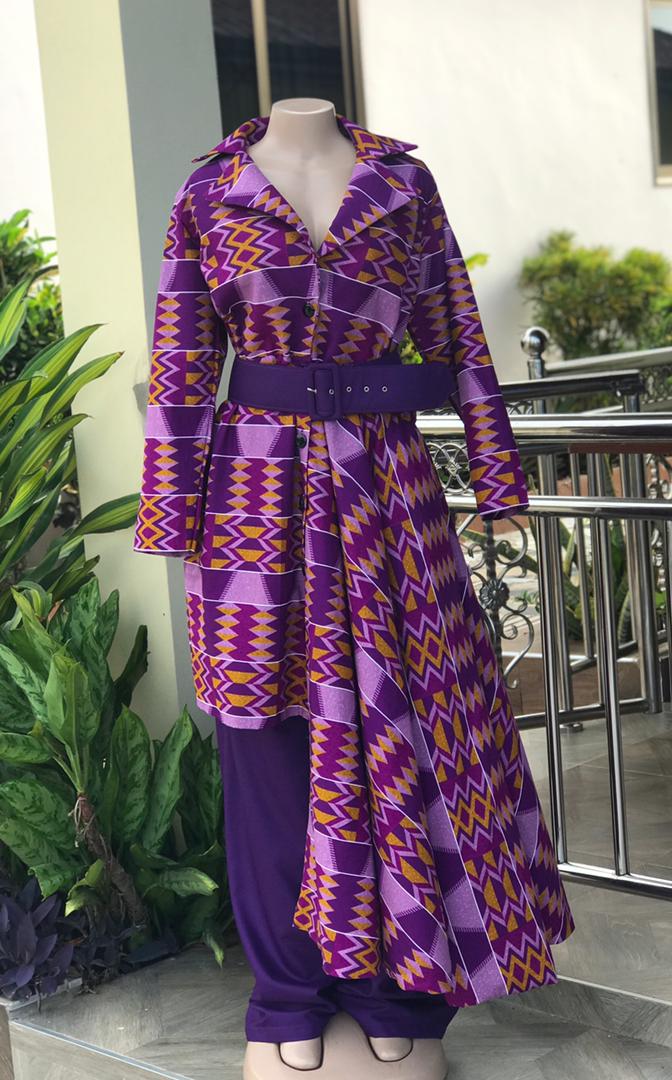 Abbiexpress Purple Ankara Coat