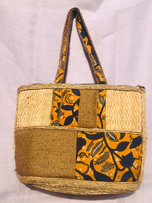 Abbiexpress Straw, Sack And Ankara Bag