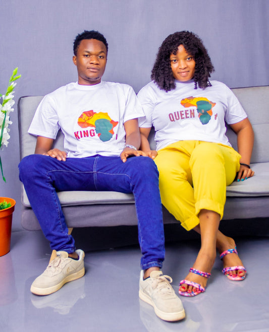 Abbiexpress White King and Queen Tshirt-Couple dresses