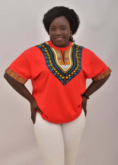 Abbiexpress XL Red Dashiki T-Shirt-Ladies tshirt