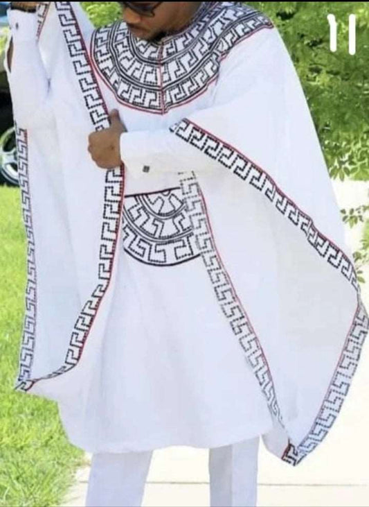 Boubou Cross African Men's Wear African Boubou/Agbada in all white African Boubou/Agbada in all white - Abbiexpress
